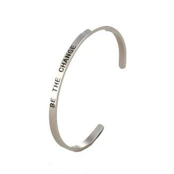 

20PCS Exquisite Silver Stainless Steel Bracelet Jewelry Inspirational BE THE CHANGE Fashion Bangle DIY Jewelry