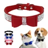 Bling Rhinestone Puppy Cat Collars Adjustable Leather Bowknot Kitten Collar For Small Medium Dogs Cats Chihuahua Pug Yorkshire ► Photo 2/6