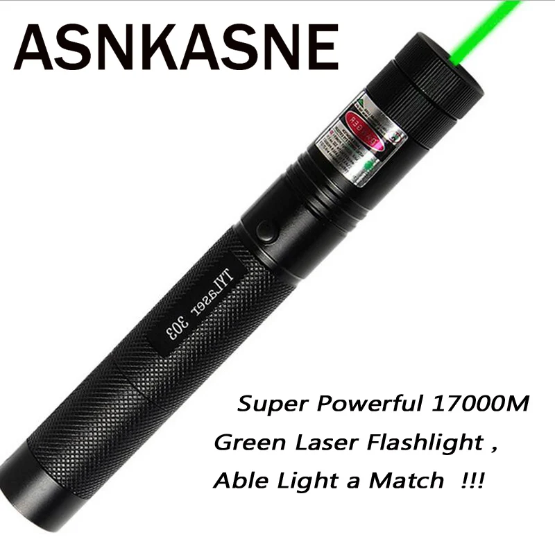 

ASNKASNE Super Powerful Green Laser Lighted Match Led Flashlight 17000M Range Laser Torch For 18650
