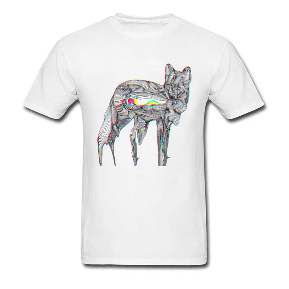 Glitch Fox 100% Cotton Casual Tops Shirt Cute Short Sleeve Men's Top T-shirts Design Summer Fall Tee-Shirt O Neck Glitch Fox white