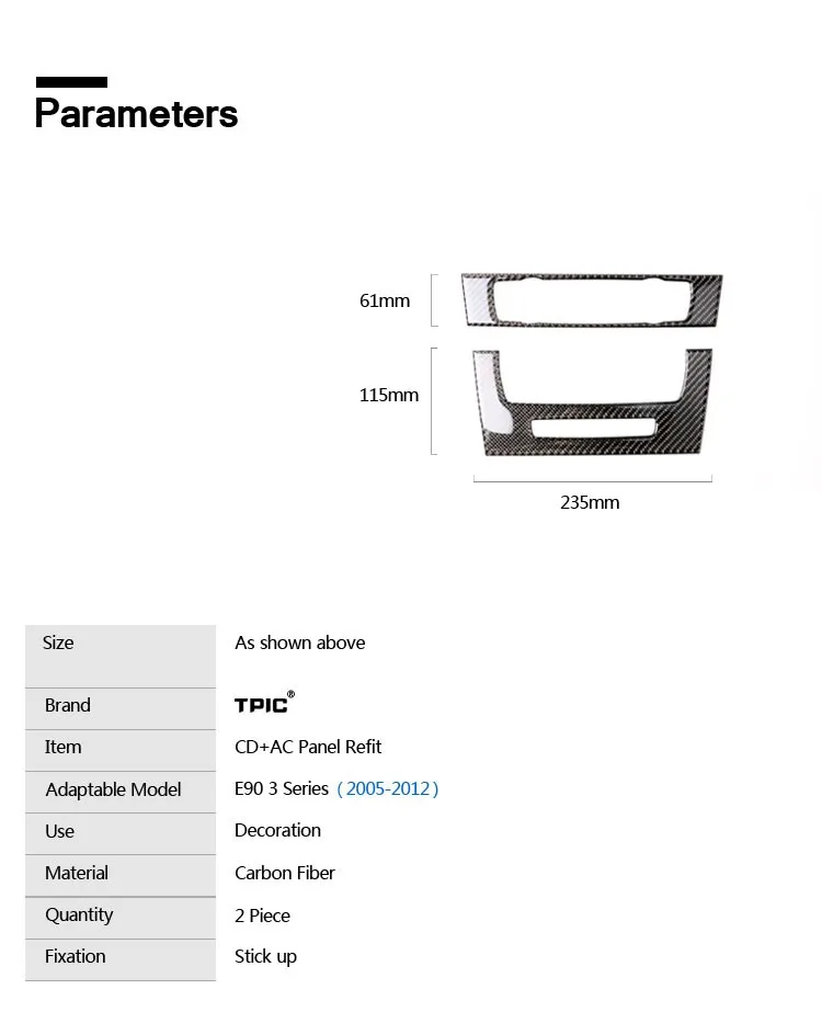 Для BMW e90 полоски из углеродного волокна кондиционер CD панель декоративная накладка авто аксессуары для интерьера автомобиля Стайлинг 3D наклейка