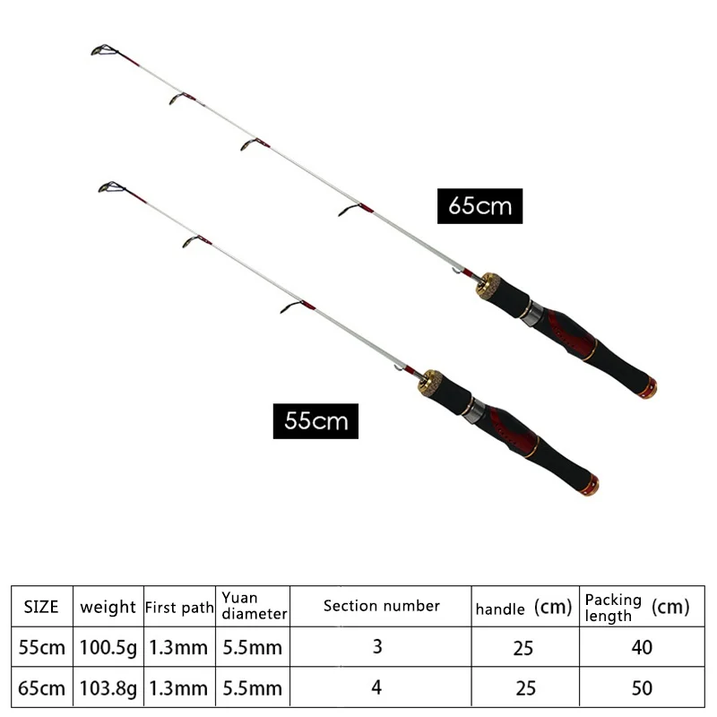 1 шт. зимние удочки полимерная ручка Полюс приманки снасти спиннинг литья твердый стержень 55/65 см разные цвета