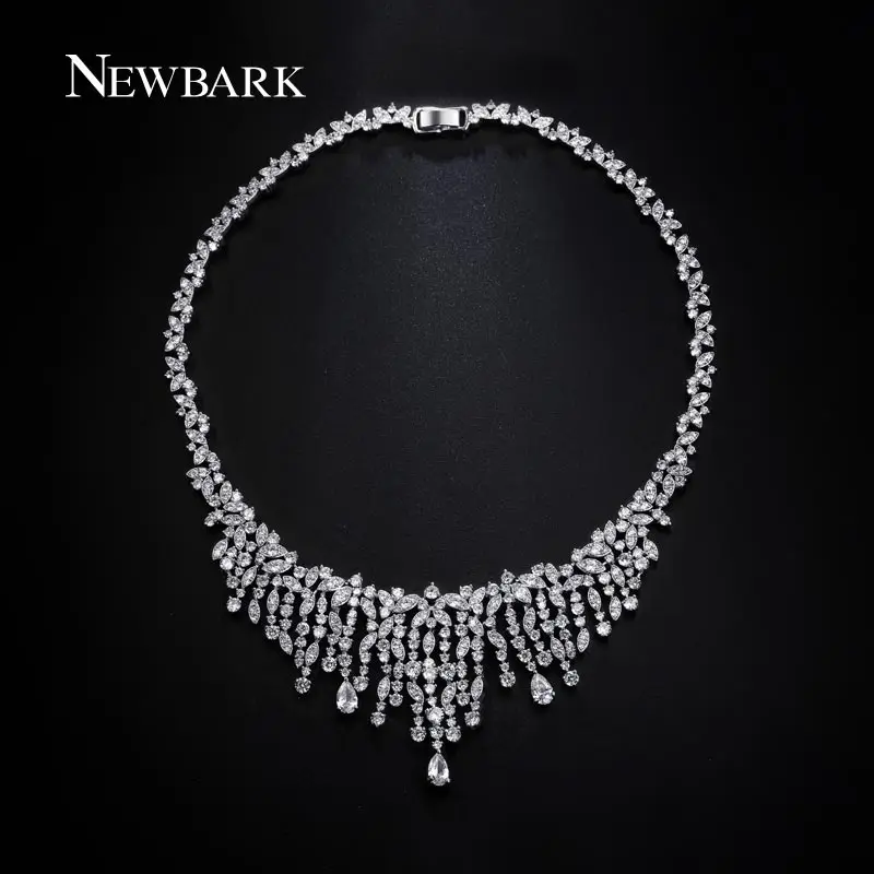 font b Newbark b font Women White Gold Plated Leaf Choker Statement font b Necklace