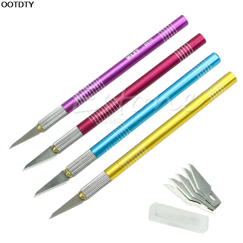 1Pc Metal Handle Craft Knife + 5 x 8mm Blade Scalpel Cutter Engraving