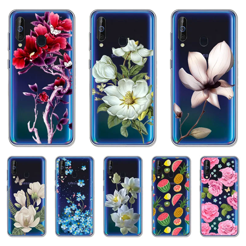 Samsung Galaxy A60 Case,Silicon Black Painting flower Soft TPU Back Cover for Galaxy A60 SM-A606F A606F/DS protect Phone cases