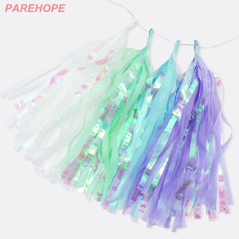 Unicorn Mermaid Rainbow Paper Tissue Tassel Wedding Birthday Party Decorations Baby Shower Tissue Tassel DIY Garland (12)