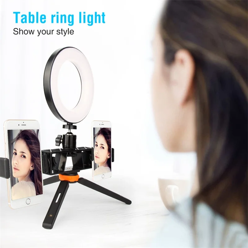  LED Selfie Ring Lamp with Selfie Stick Tripod Phone Holder Dimmable LED Circle Light Video Live Pho - 32993157460