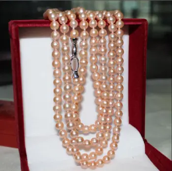 

BEAUTIFUL 9-10 MM SOUTH PINK PEARL NECKLACE 50 INCH WHITE CLASP