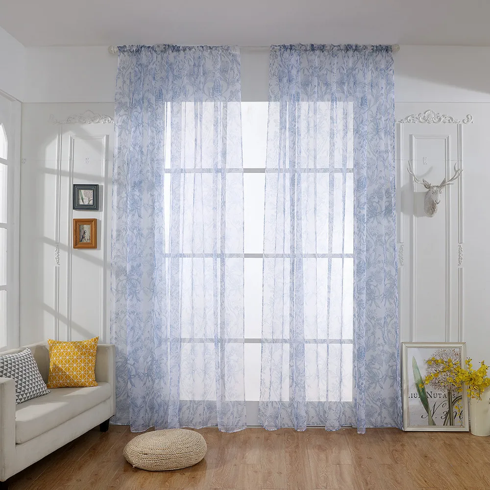 Summer Curtains For Living room Light color Design for kitchen bedroom tulle Voile Sheer Customized Window Curtains