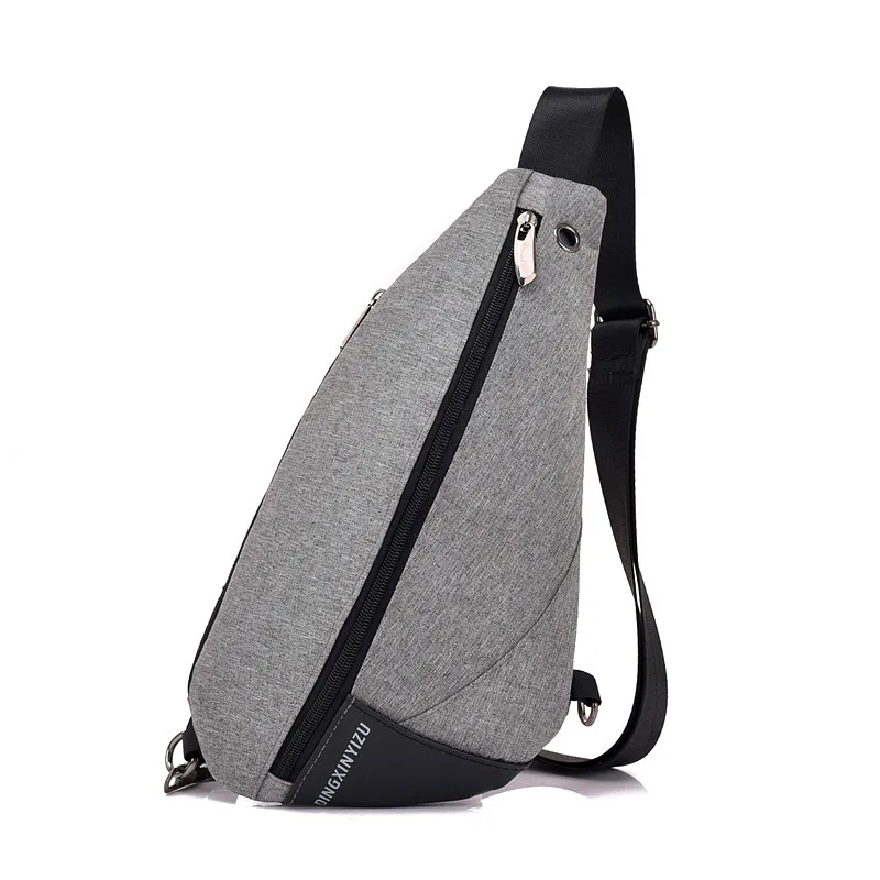 

Canva zipper solid chest bag Casual men's bag Single Silt pocket bags KKZ