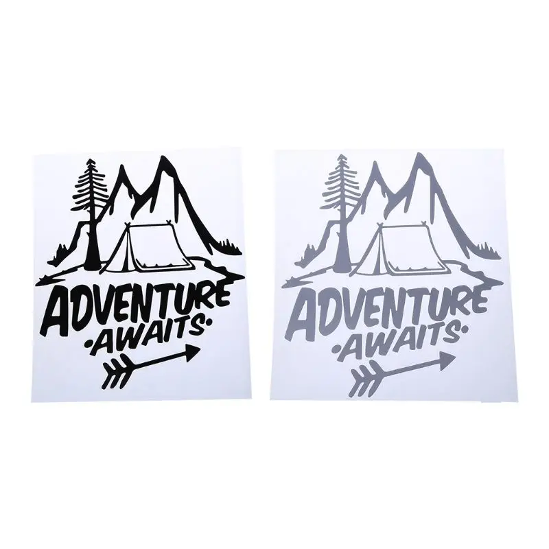 

20CM*18CM ADVENTURE AWAITS A Camping Greatested Vinyl Car Sticker Beautiful Window Decal