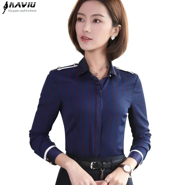 New fashion clothes women stripes shirt OL spring long sleeve formal ...