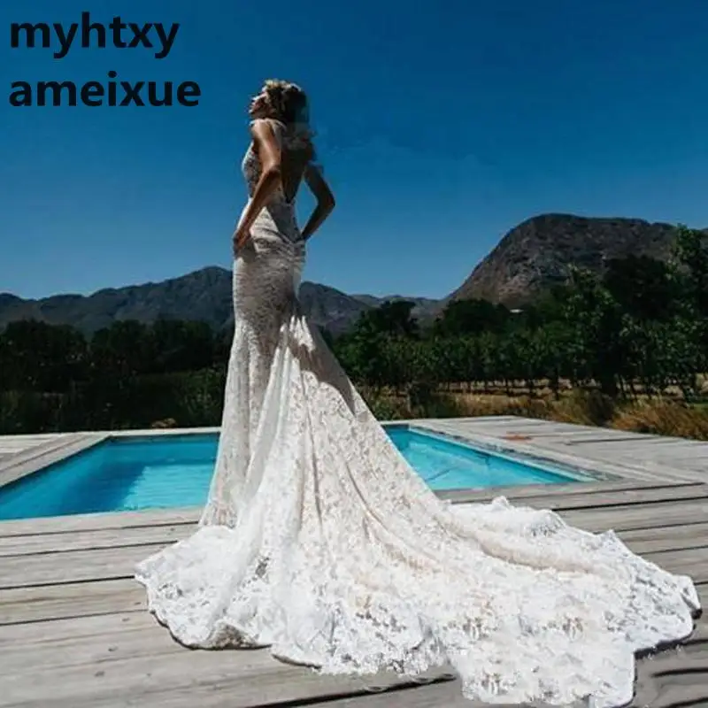 Свадебные туфли с кружевом Дешевые Русалка свадебное платье 2020 Robe De Soiree низким