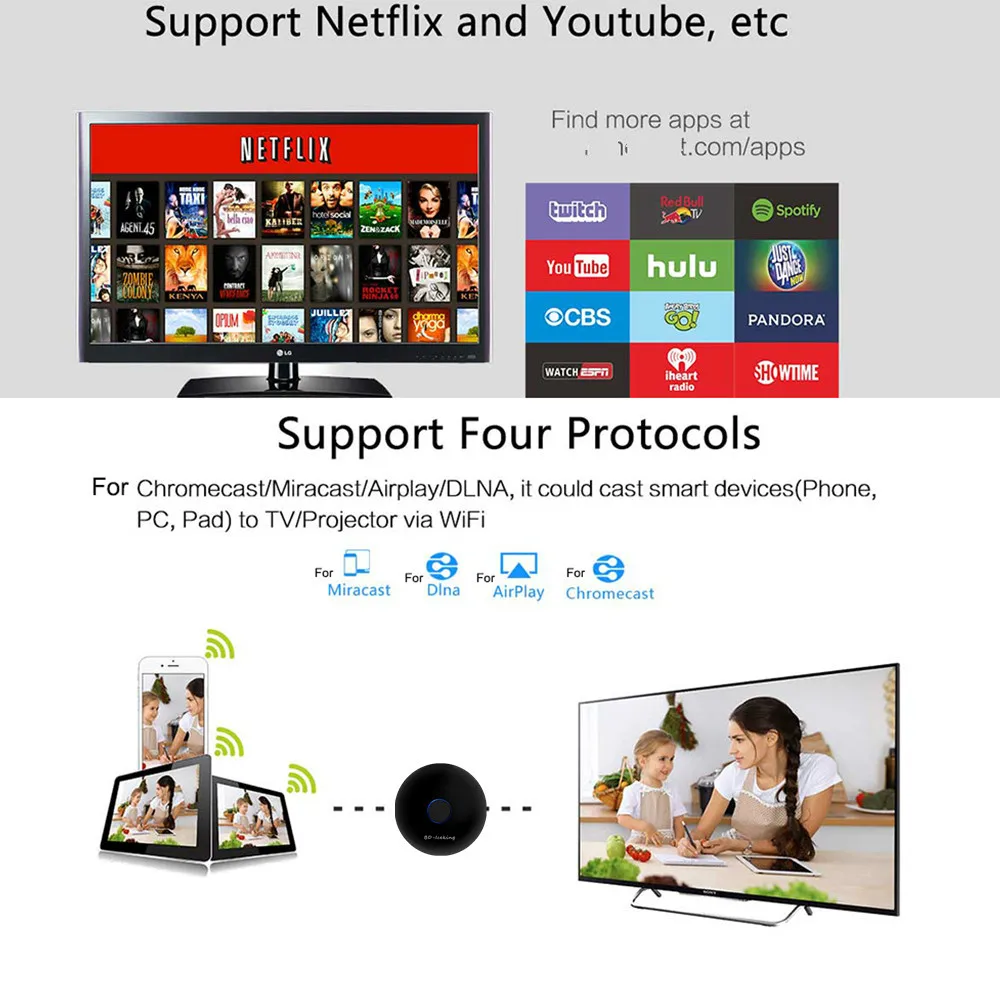 

Stick for Netflix YouTube X9 TV HDMI Wireless Display for Android iOS Windows Airplay Cellular Data Casting Media Streamer