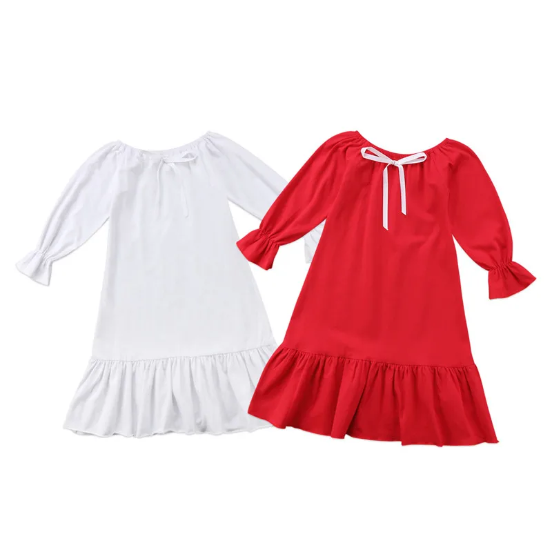 

Fashion Toddler Kids Baby Girls Clothes Princess Cotton Dress Nightgown Ruffle Longuette Long Sleeve Dresses