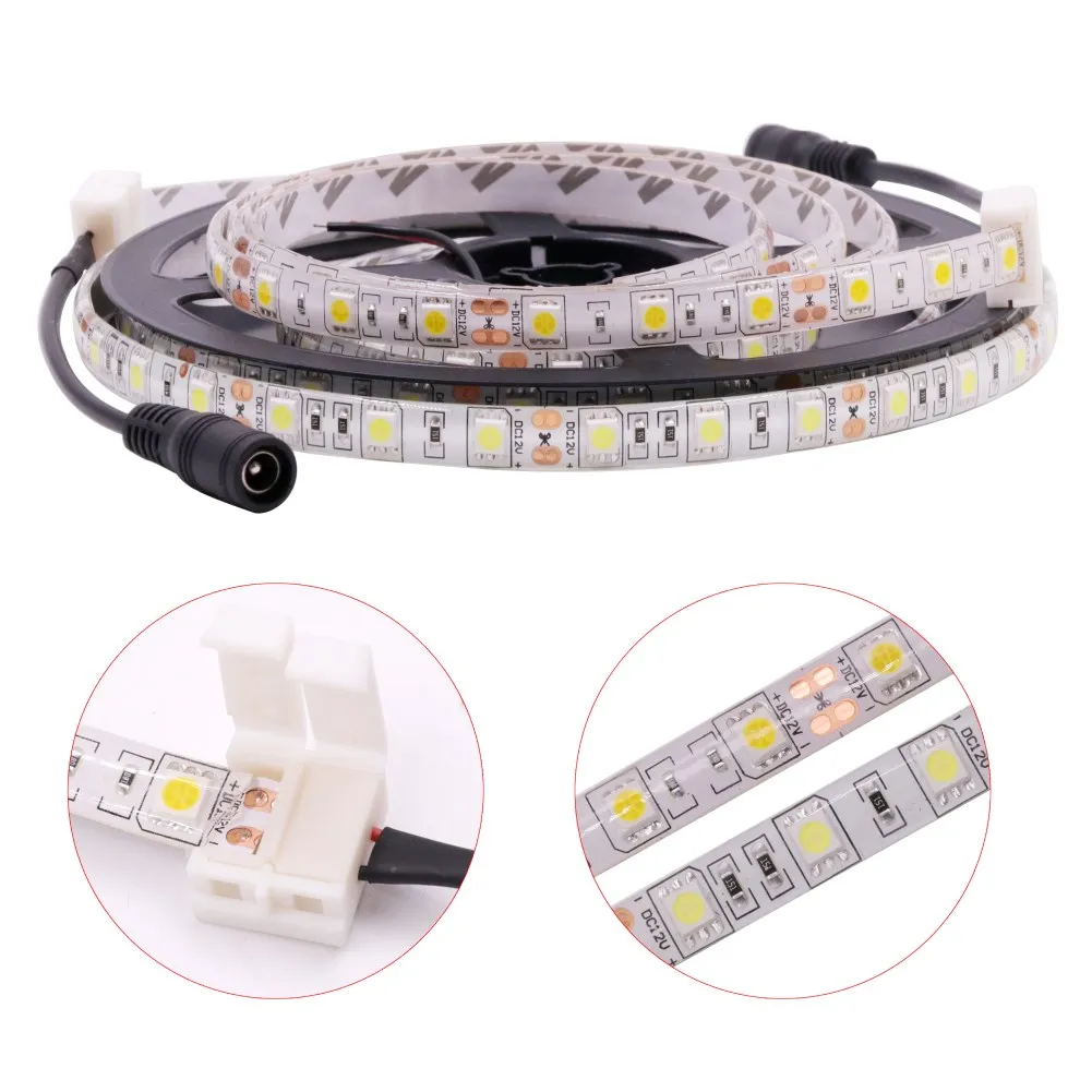 Гибкая светодиодная лента EU/US/AU/UK DC12V SMD 5050 красный/зеленый/синий/белый/теплый