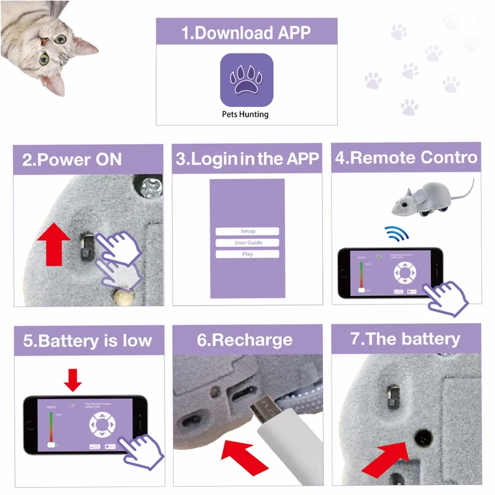 Игрушка для домашних животных, Интерактивная Беспроводная дистанционное управление с помощью приложения, милая игрушка с радиоуправляемой мышью, соединяется с Bluetooth для собаки, кошки, ребенка, играющего, питомца, продукт