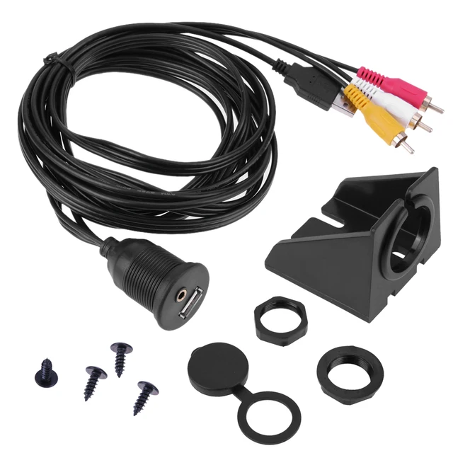 2m Car Dashboard Flush Mount USB AUX to 3RCA Extension Lead Panel Cable