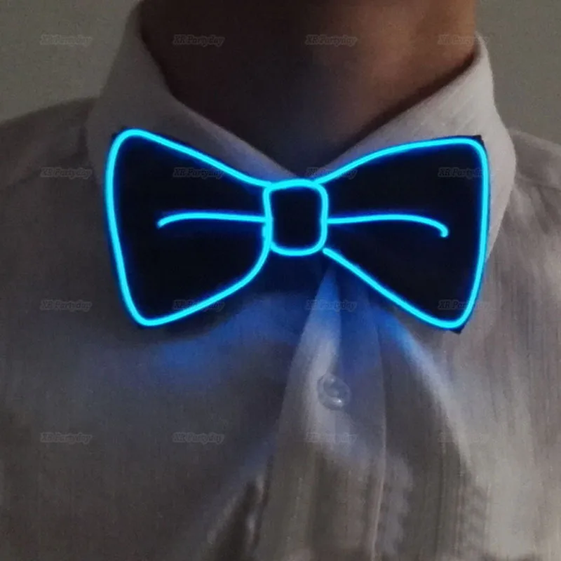 Модный мужской светодиодный галстук на проволоке, светящийся Неоновый мигающий светильник, галстук-бабочка для клуба, косплей, вечеринка, украшение, Рождество, Navidad - Цвет: Navy blue