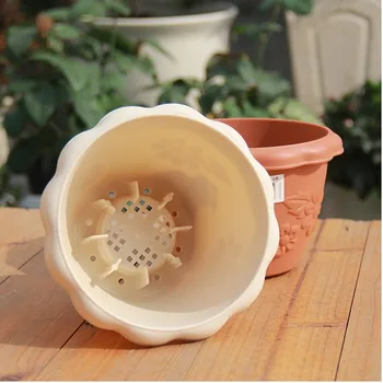 

4# Small/large luxury pottery plastic Roman pastoral style flowerpot with round resin pot and saucer