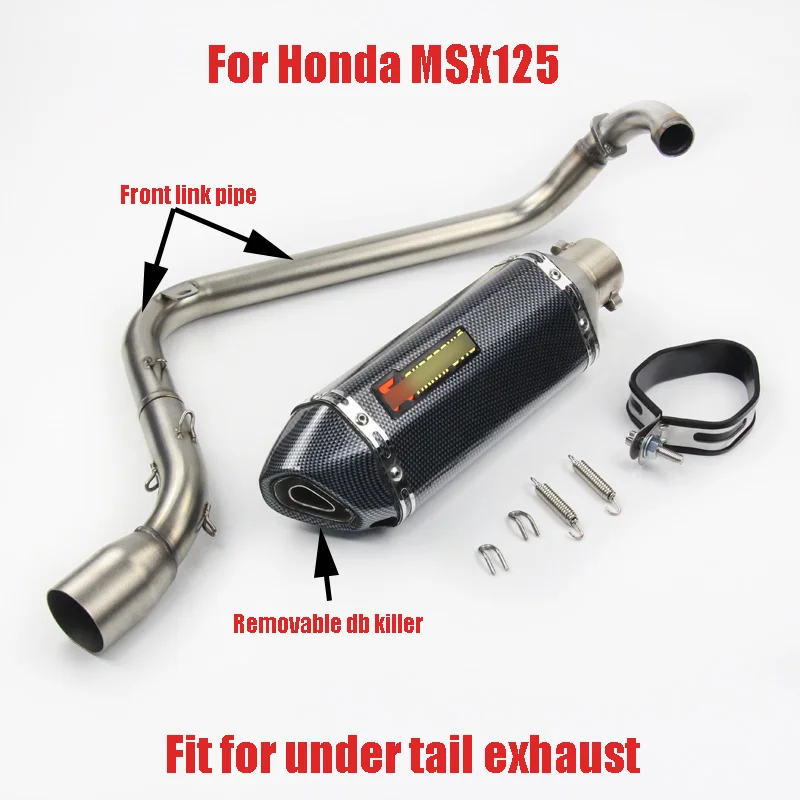 

MSX125 Motorcycle Exhaust System Front Link Pipe Slip On Tip Baffler Pipe For Honda MSX125 Under Tail Exhasut