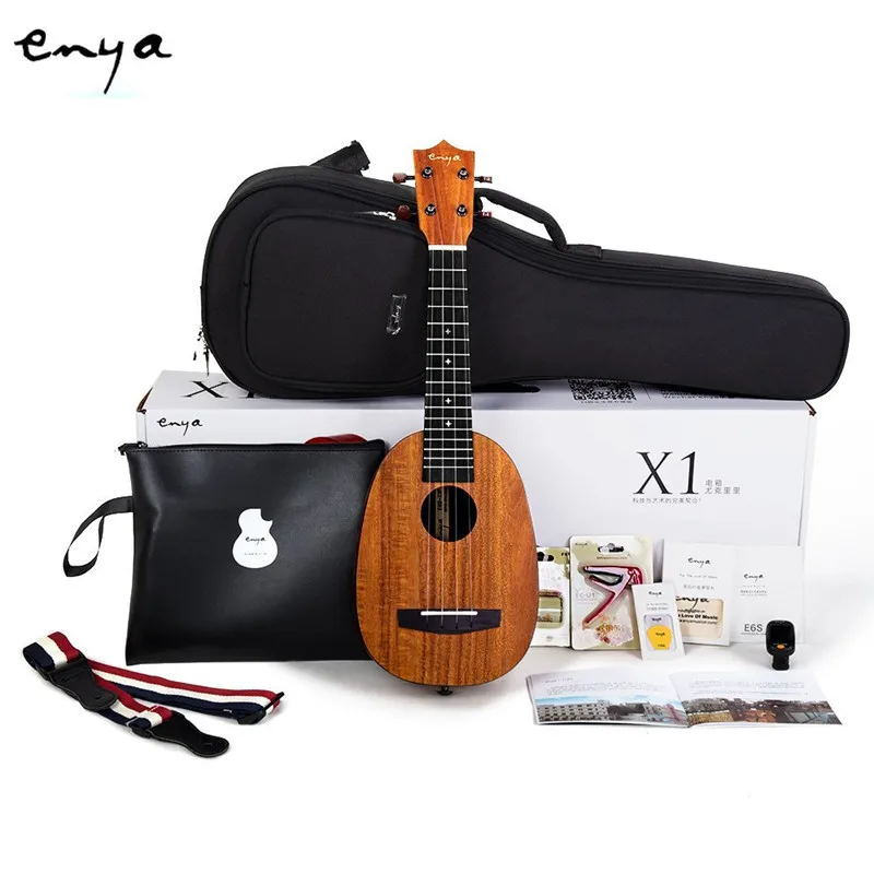 Enya EUP X1 21inch Ukelele HPL Pineapple Ukulele Kit with String,Tuner,Strap,Fingershaker,Gig