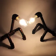 Дизайн для ухода за волосами для укладки украшение для труб настольная лампа E27 личность Винтаж промышленный ветронепроницаемое теплое стильная настольная лампа для изучения Спальня