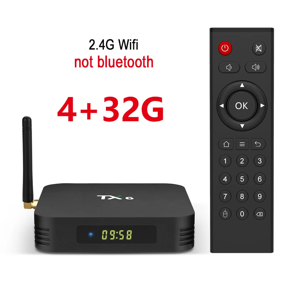 Android 9,0 Smart tv BOX Allwinner H6 четырехъядерный BT 4,0 USB 3,0 Wifi 2,4G/5G 4K HD медиаплеер телеприставка TX6 VS HK1 MAX MINI - Цвет: 4g32g