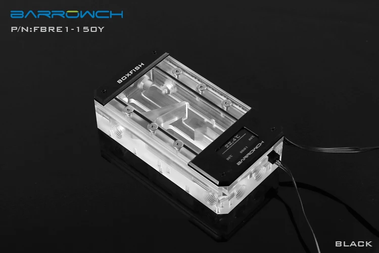 Barrowch Boxfish серия акриловый квадратный резервуар+ цифровой OLED Дисплей термометр LRC2.0 5V 3PIN синхронизации 150/200/250 мм - Цвет лезвия: Black