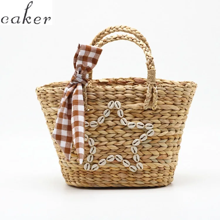 

Caker Brand 2019 women large big straw beaded handbag brown handbags