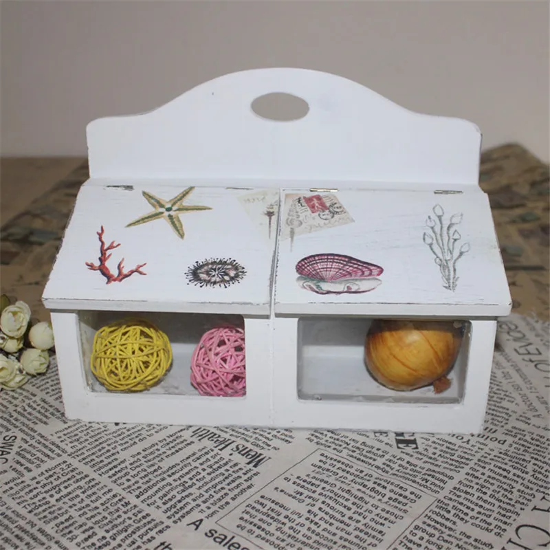 

Creativity Wooden Cosmetic Storage Sundries Commodity Storage Box 2 Lattice With Cover Jewelry Storage Box
