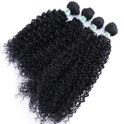 Натуральные черные цвета курчавые нарощенные кудрявые волосы высокотемпературный синтетический пучок волос для черных женщин