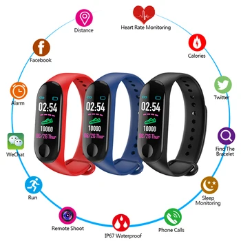 

Fitness tracker Smart Bracelet Blood Pressure Heart Rate Monitor Waterproof Smart band M3 Wristbands PK Mi Band 3 Smartband
