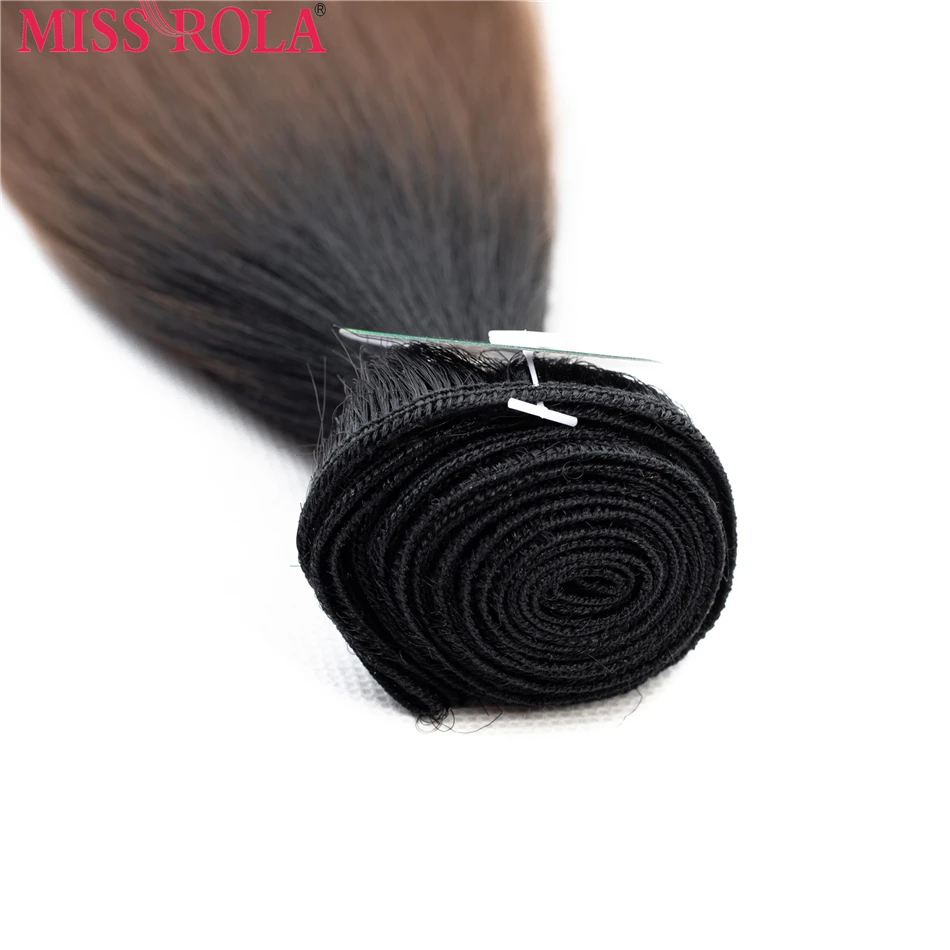 Miss Rola Synthetic Straight Hair Weft Ombre Colored Hair 8-14inch 4 + 1pcs/Pack 200g T1B/30 Weaving Bundles With Free Closure hair extensions