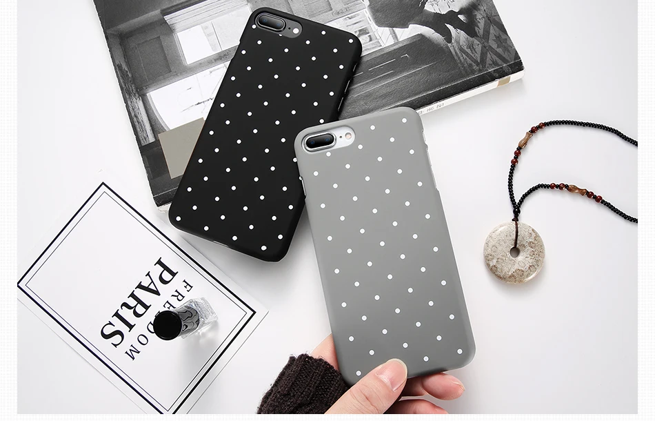 DOEES Spot Pattern Case For iPhone 5 5S SE 6 6S 7 8 Plus X Case Plain Slim Ultra Thin Hard PC Phone Cover For i Phone 6 7 8 10 (5)