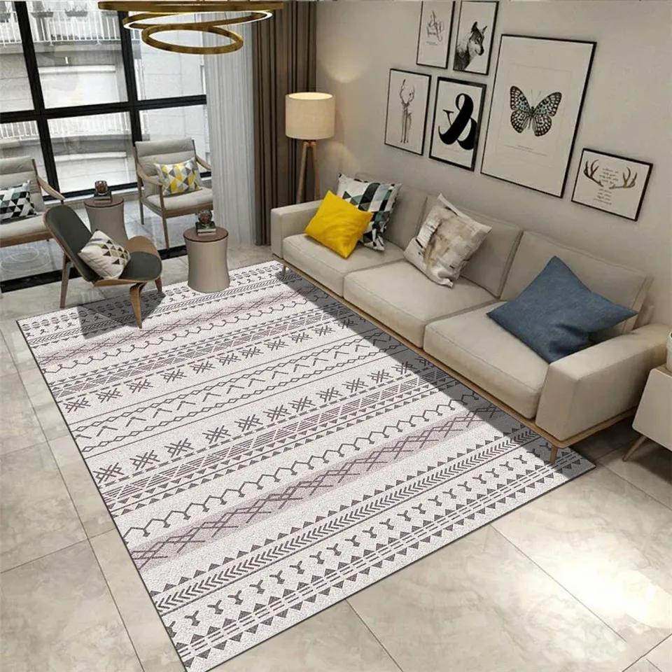 Ковер в скандинавском стиле, черно-белая линия, декор для спальни, ковры, геометрический цвет, ковер для гостиной, Национальный стиль, коврики, прямоугольные ковры