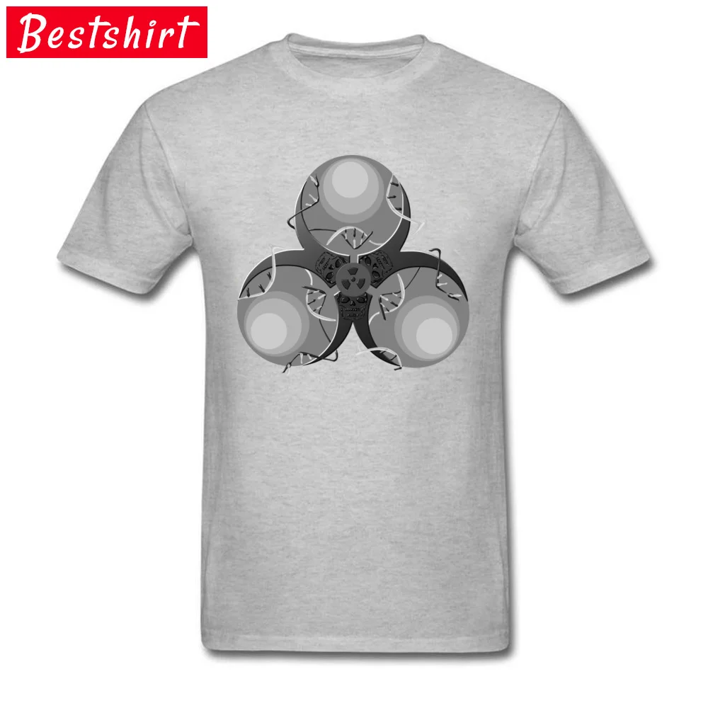 Cheap Death Virus Biohazard Printed Short Sleeve T Shirts Autumn Crewneck 100% Cotton Tops Shirts for Students T Shirts Summer Death Virus Biohazard grey