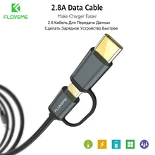 Floveme QC 3.0 2 в 1 Fast Зарядное устройство кабель для Samsung Примечание 8 S8 Huawei Xiaomi Тип-C Micro usb-кабель Кабо для Android Кабели c