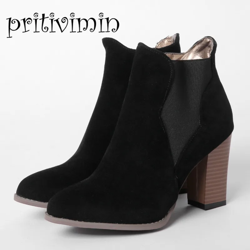 Women high heel ankle boots winter half short office botas