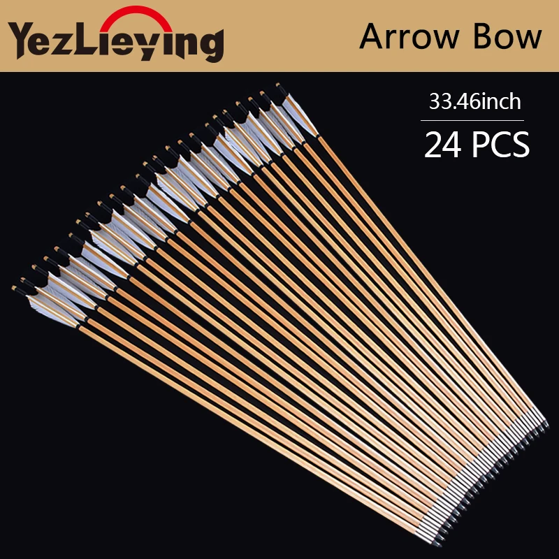 

12/24pc 33.5-Inch Handmade Wood White Turkish Feather Crossbow Hunting Bow For Shooting Composite Bow Archery Shooting
