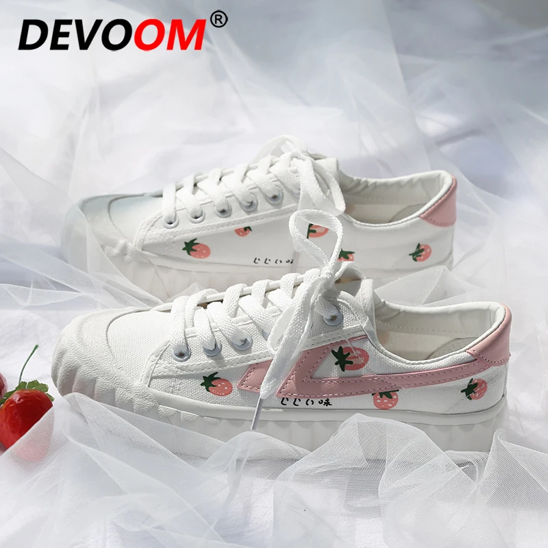 

2019 New Girl Skateboard Shoes Sneakers Women Summer Sport Strawberry Canvas Womens Shoes Breathable Baskets Chaussures Femme 40