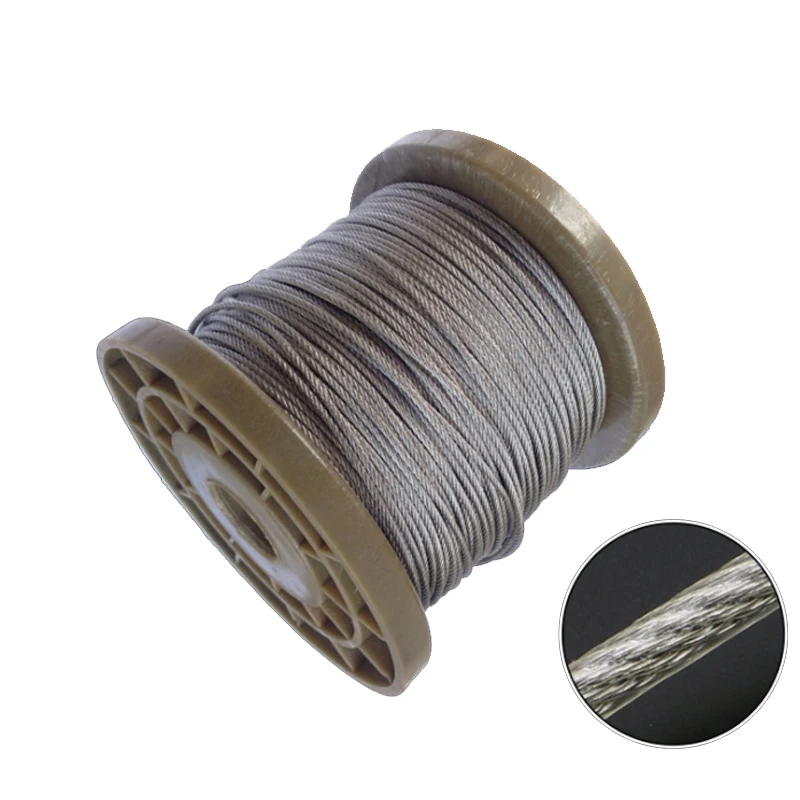 

5 Meters 3mm 4mm Diameter Steel Bare/PVC Coated Flexible Wire Rope lifting Cable Transparent 304 Stainless Steel Clothesline 7*7