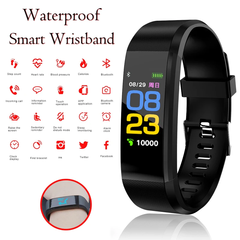 NEW 115plus Smart Bracelet Sport Smart Watch Men Women Heart Rate Fitness Tracker Smart Wristbands For Android IOS Connect Watch