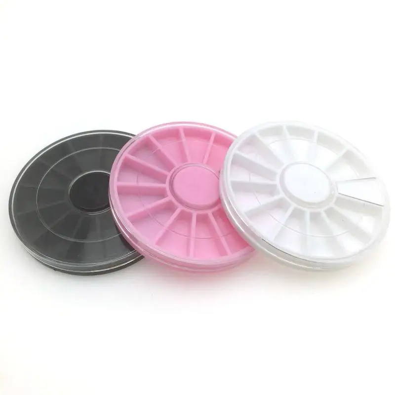 

3pcs Rotatable Plastic Empty Round Wheel Storage Box Case Container for False Nail Art Tips Gem