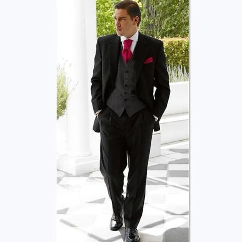 

Custom Men Suits Groom Tuxedo Black Groomsmen Two Buttons Wedding/Dinner Suits Best Man Bridegroom (Jacket+Pants+Vest)