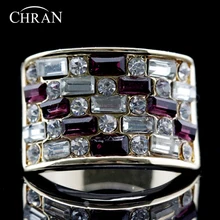 Chran Square Crystal Finger Wedding Rings for Women Fashion Gold Color Cubic Zircon Rings Jewelry Accessories newest viennois fashion jewelry gun color geometric finger rings for woman rhinestone and crystal party accessories