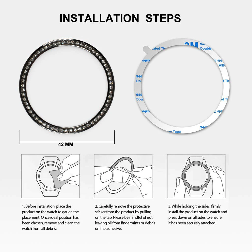 Gear S3 кольцо для samsung Galaxy Watch 46 мм 42 мм Алмазное металлическое кольцо клейкое покрытие против царапин Смарт часы аксессуары