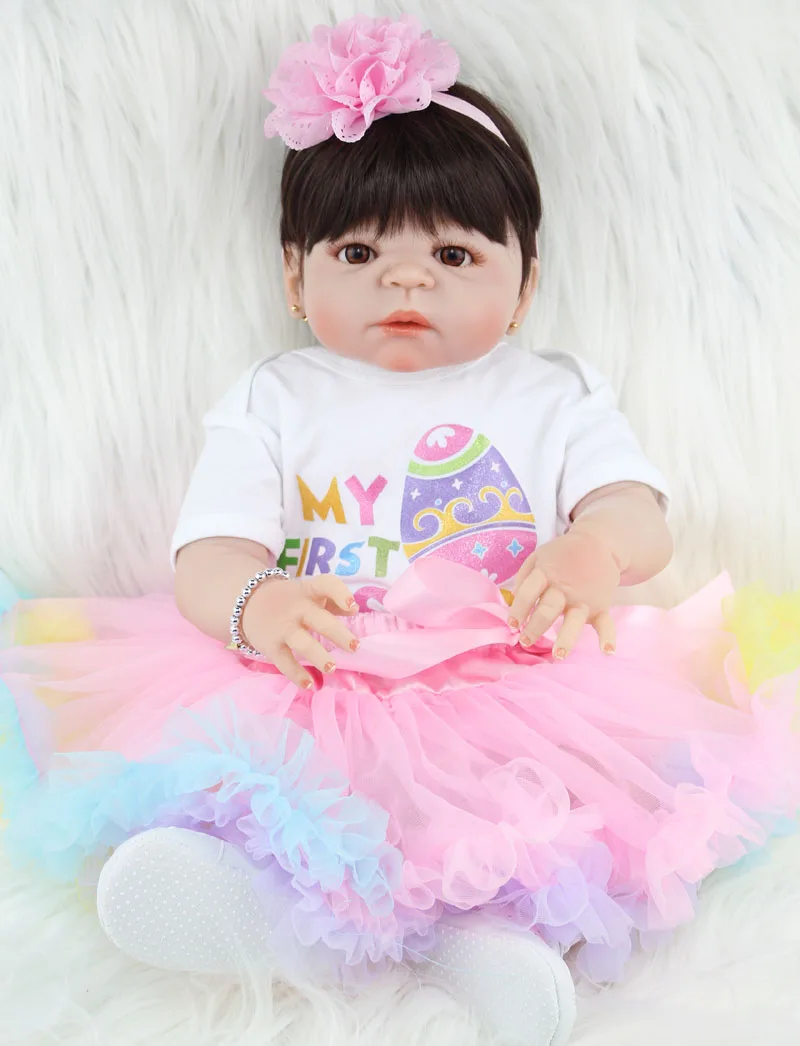 55 см полный силикон Bebe Reborn Девочка Кукла 2" Реалистичная кукла-Новорожденный принцесса Малыш Прекрасный Пасхальный яйца одежда подарок на день рождения
