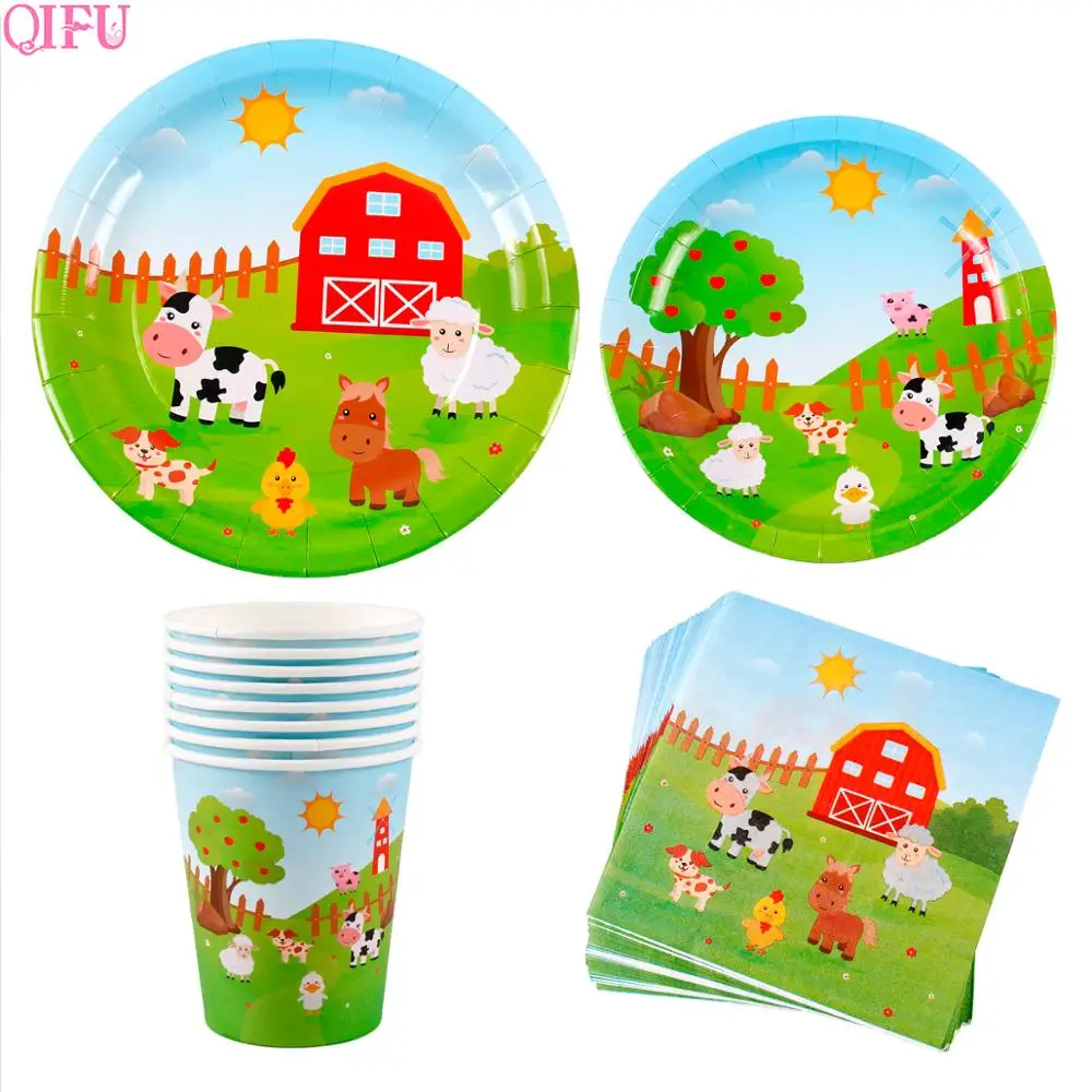 

QIFU Disposable Tableware Set Mermaid Unicorn Party Napkins Paper Serviettes Tableware Birthday Party Paper Plates Napkins Cups