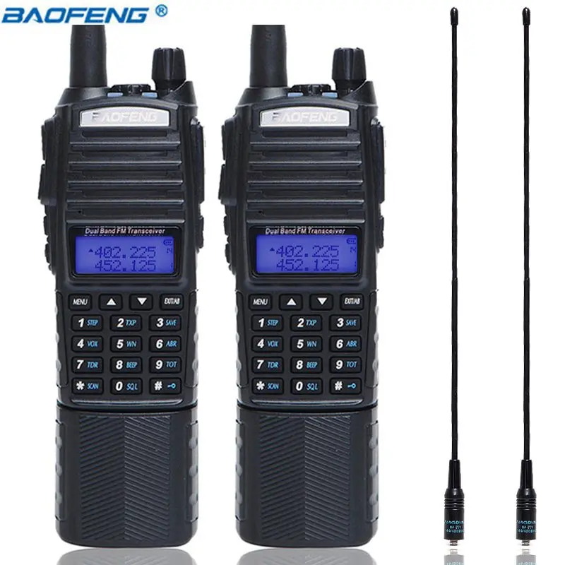 

2PCS Baofeng UV-82 Walkie Talkie 5W 3800mAh Battery Dual PTT 137-174/400-520MHz UV 82 Ham Amateur Portable add 2 NA-771 antenna